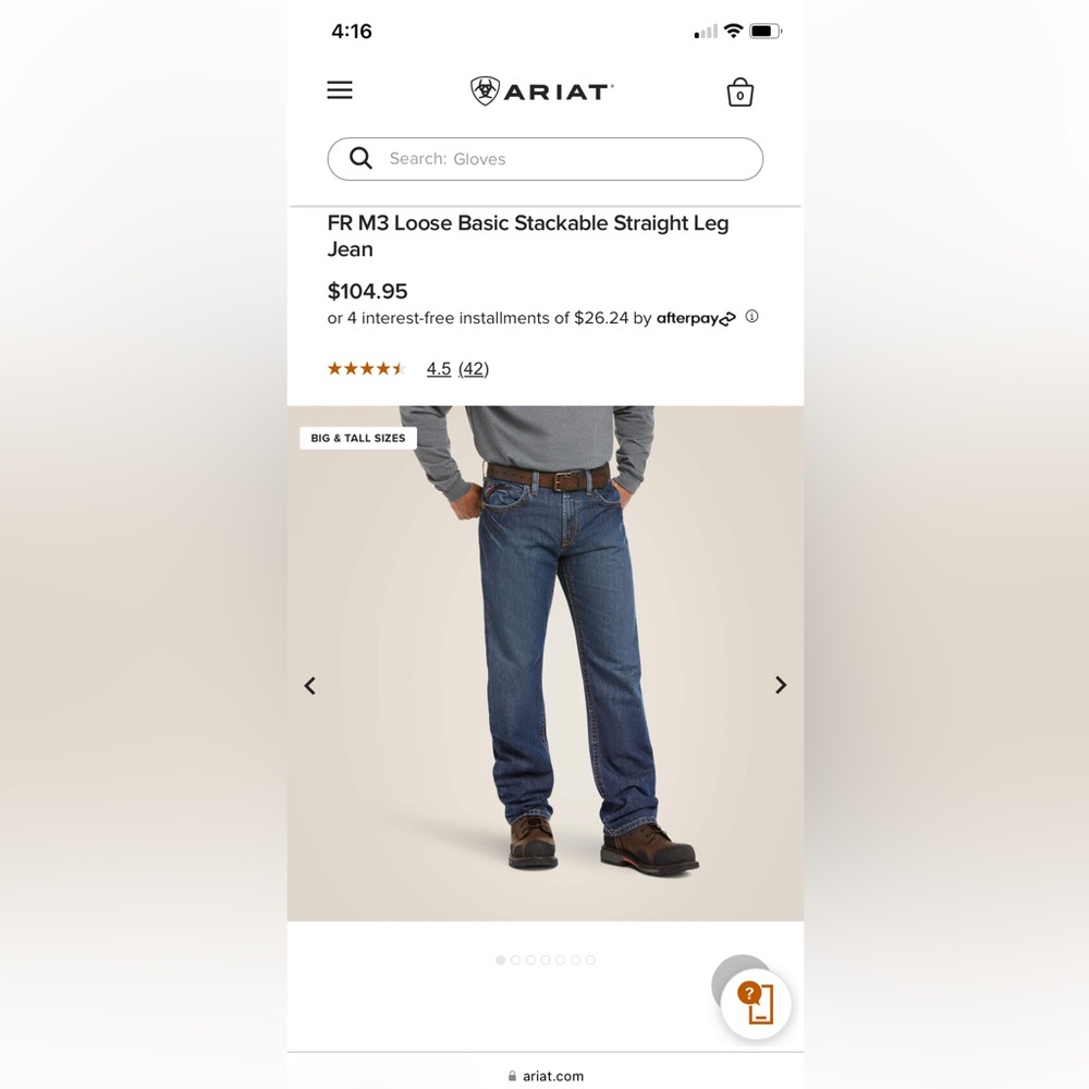 New With Tags Ariat FR M3 Loose Basic Stackable Straight Leg Jean
